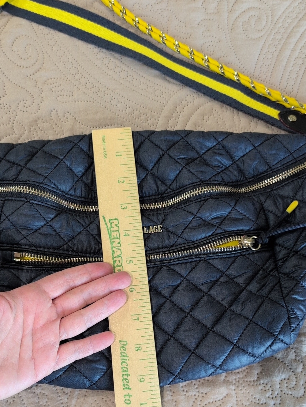 MZ WALLACE Crosby Quilted Sling Shoulder Bag In Dawn/sunflower/light G - Picture 10 of 10